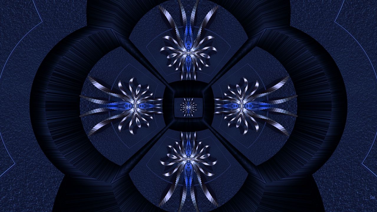 Wallpaper fractal, shapes, abstraction, blue, dark