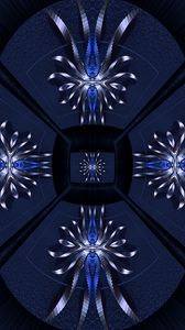 Preview wallpaper fractal, shapes, abstraction, blue, dark