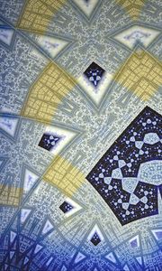 Preview wallpaper fractal, shapes, abstraction, blue, yellow