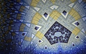 Preview wallpaper fractal, shapes, abstraction, blue, yellow