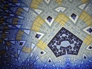 Preview wallpaper fractal, shapes, abstraction, blue, yellow