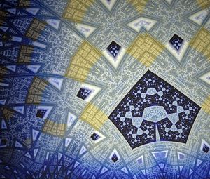 Preview wallpaper fractal, shapes, abstraction, blue, yellow