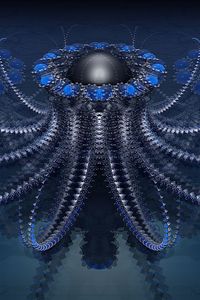 Preview wallpaper fractal, shapes, ball, 3d, blue