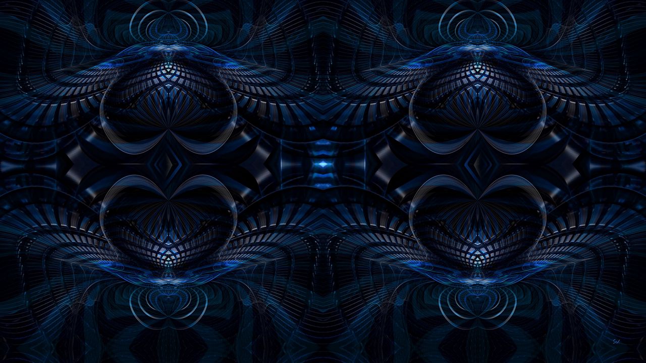 Wallpaper fractal, shapes, blue, abstraction, dark