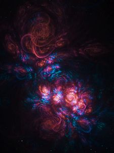 Preview wallpaper fractal, shapes, cloud, glow, abstraction, colorful