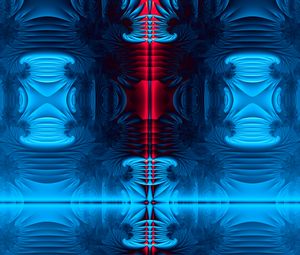 Preview wallpaper fractal, shapes, glow, abstraction, blue, red