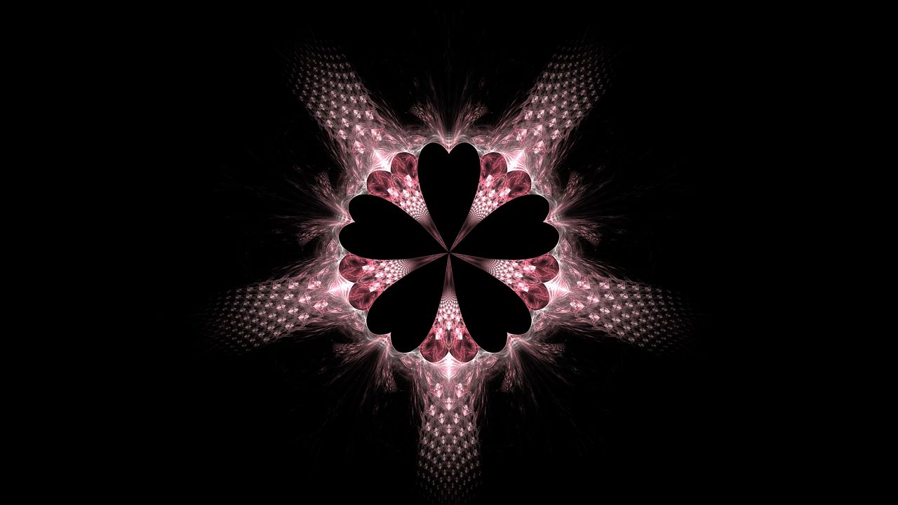 Wallpaper fractal, shapes, hearts, abstraction, red