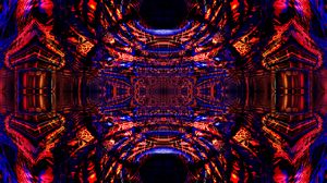 Preview wallpaper fractal, shapes, lines, abstraction, red, blue