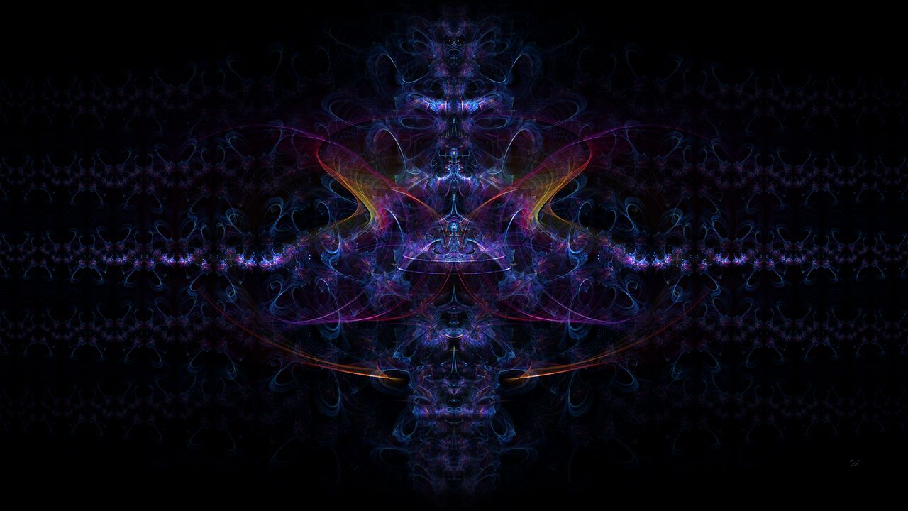 Wallpaper fractal, shapes, lines, glow, abstraction