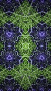Preview wallpaper fractal, shapes, lines, abstraction, green, purple