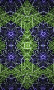 Preview wallpaper fractal, shapes, lines, abstraction, green, purple