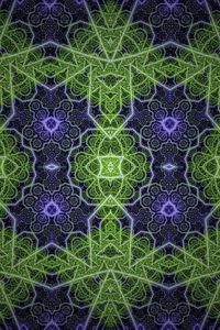 Preview wallpaper fractal, shapes, lines, abstraction, green, purple