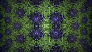 Preview wallpaper fractal, shapes, lines, abstraction, green, purple