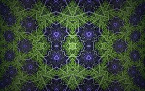 Preview wallpaper fractal, shapes, lines, abstraction, green, purple