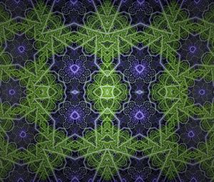 Preview wallpaper fractal, shapes, lines, abstraction, green, purple