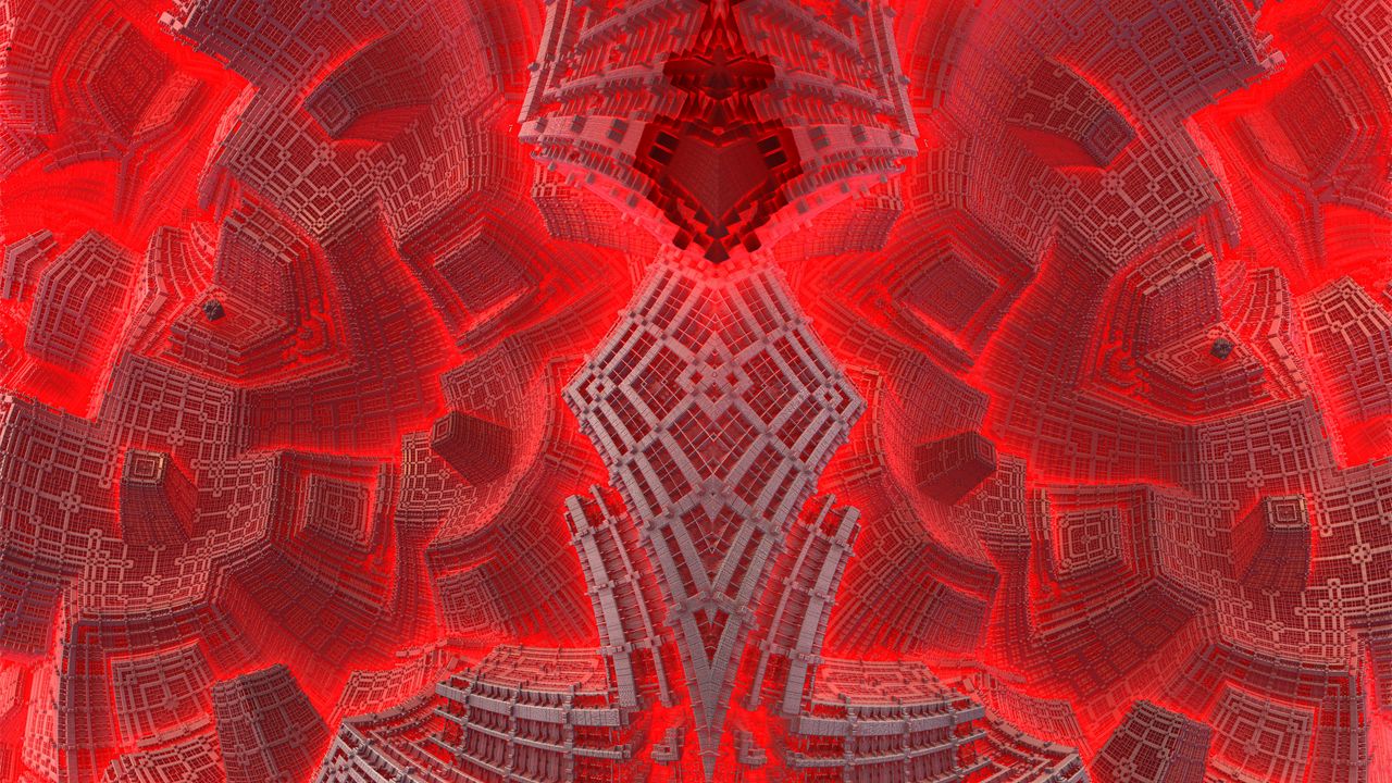 Wallpaper fractal, shapes, pattern, red, abstraction