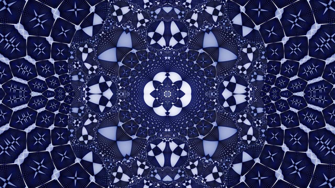 Wallpaper fractal, shapes, pattern, abstraction, blue