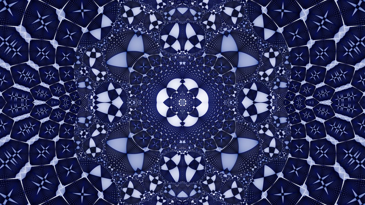 Wallpaper fractal, shapes, pattern, abstraction, blue