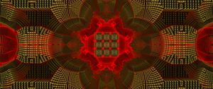 Preview wallpaper fractal, shapes, pattern, abstraction, green, red