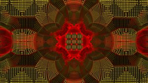 Preview wallpaper fractal, shapes, pattern, abstraction, green, red