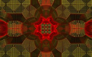 Preview wallpaper fractal, shapes, pattern, abstraction, green, red