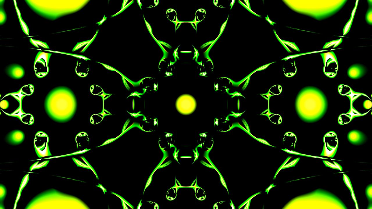 Wallpaper fractal, shapes, pattern, abstraction, green, black