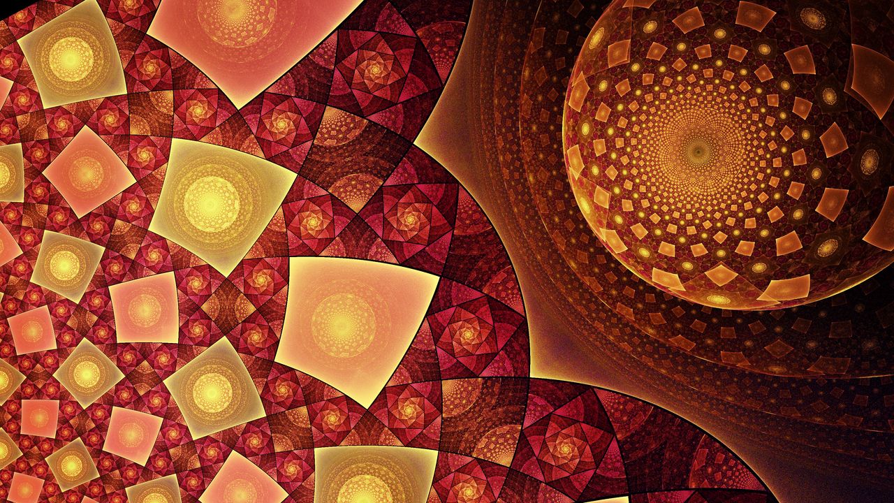 Wallpaper fractal, shapes, pattern, abstraction, red