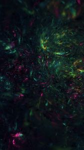 Preview wallpaper fractal, shine, green, pink, dark, abstraction