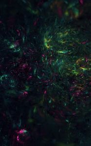 Preview wallpaper fractal, shine, green, pink, dark, abstraction