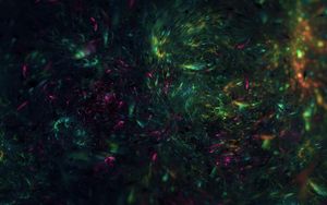 Preview wallpaper fractal, shine, green, pink, dark, abstraction