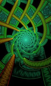 Preview wallpaper fractal, spiral, abstraction, green, pattern