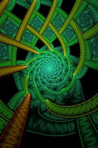 Preview wallpaper fractal, spiral, abstraction, green, pattern