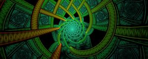 Preview wallpaper fractal, spiral, abstraction, green, pattern