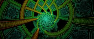 Preview wallpaper fractal, spiral, abstraction, green, pattern