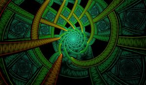 Preview wallpaper fractal, spiral, abstraction, green, pattern