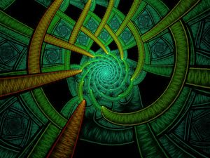 Preview wallpaper fractal, spiral, abstraction, green, pattern