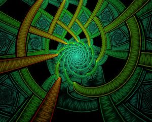 Preview wallpaper fractal, spiral, abstraction, green, pattern