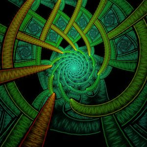 Preview wallpaper fractal, spiral, abstraction, green, pattern