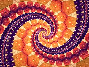 Preview wallpaper fractal, spiral, abstraction, yellow, purple