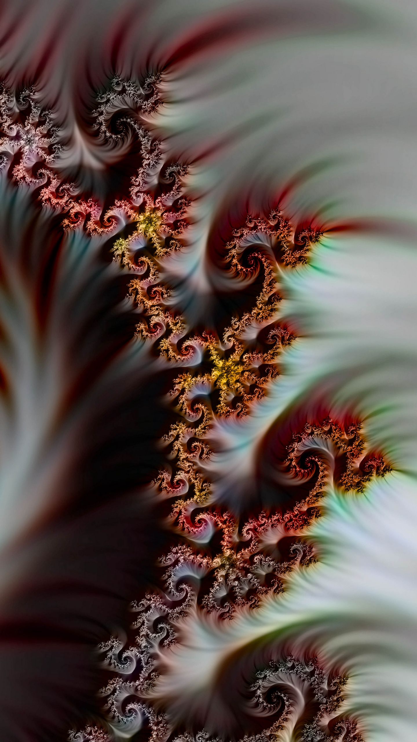 1440x2560 Wallpaper fractal, spiral, digital art, abstraction, futuristic
