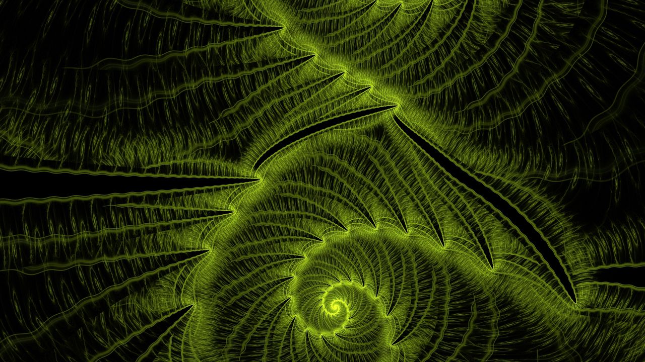 Wallpaper Fractal Spiral Glow Abstraction Green Hd Picture Image