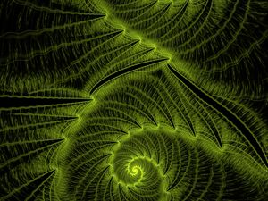 Preview wallpaper fractal, spiral, glow, abstraction, green