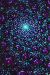 Preview wallpaper fractal, spiral, glow, abstraction, blue, purple