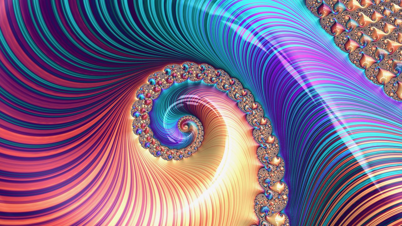 Wallpaper fractal, spiral, pattern, twisting, multi-colored