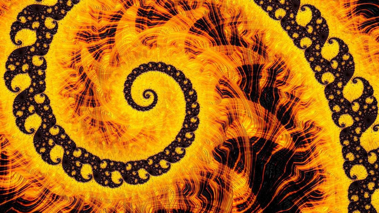 Wallpaper fractal, spiral, pattern, abstraction, yellow