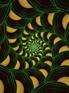 Preview wallpaper fractal, spiral, pattern, abstraction, green, yellow