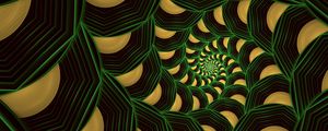 Preview wallpaper fractal, spiral, pattern, abstraction, green, yellow