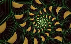 Preview wallpaper fractal, spiral, pattern, abstraction, green, yellow