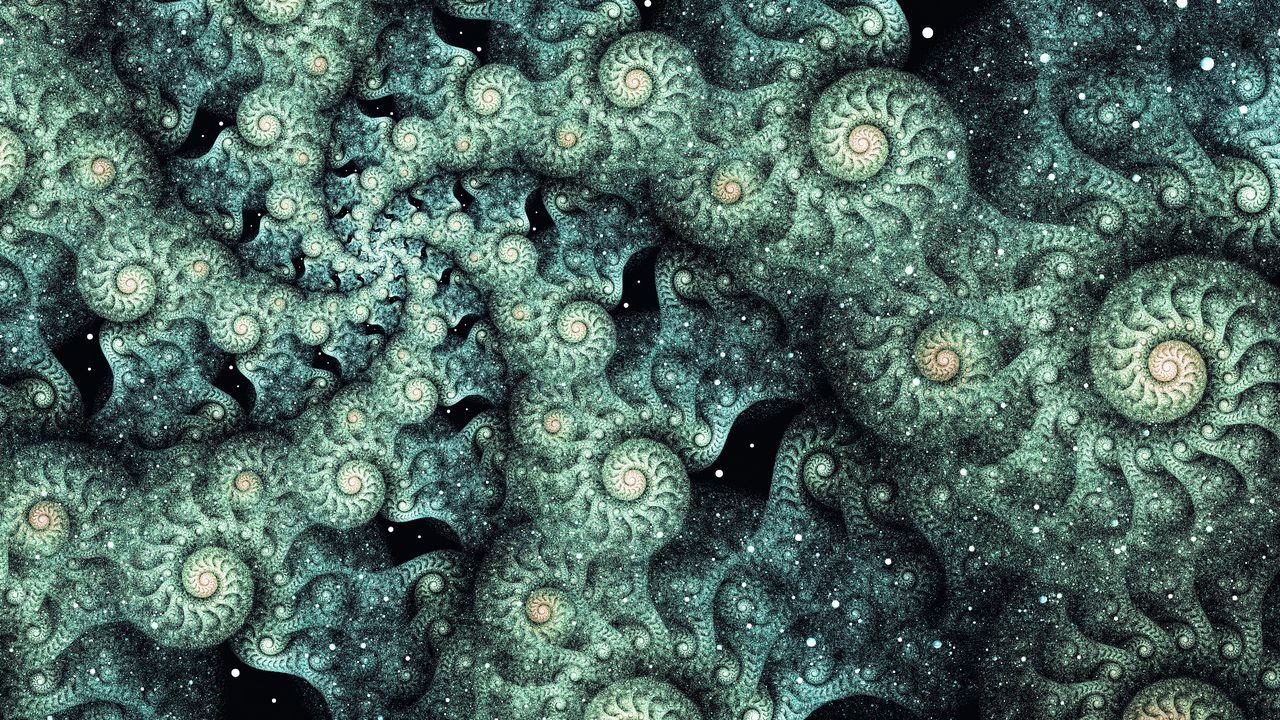 Wallpaper fractal, spiral, pattern, green, abstraction