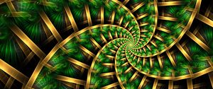 Preview wallpaper fractal, spiral, pattern, abstraction, green, golden